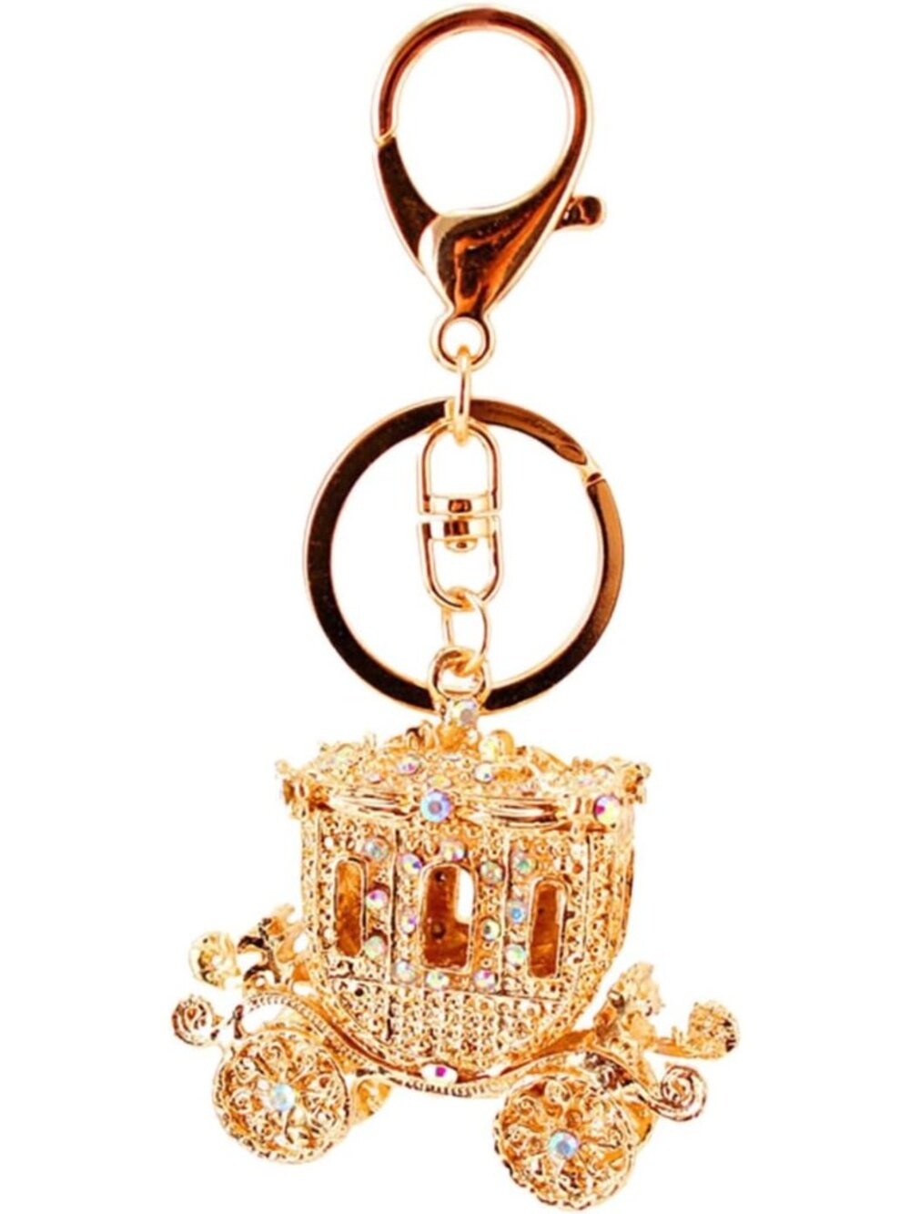 Sparkling Rhinestone Pumpkin Carriage Keychain | Glamorous Accessory & Gift
